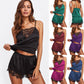 Women's Pajamas Set Sleepwear Sexy Lingerie Satin Lace Sleeveless Top Shorts Summwer Night Suit 2pcs/Set Ladies Underwear