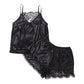 Women's Pajamas Set Sleepwear Sexy Lingerie Satin Lace Sleeveless Top Shorts Summwer Night Suit 2pcs/Set Ladies Underwear