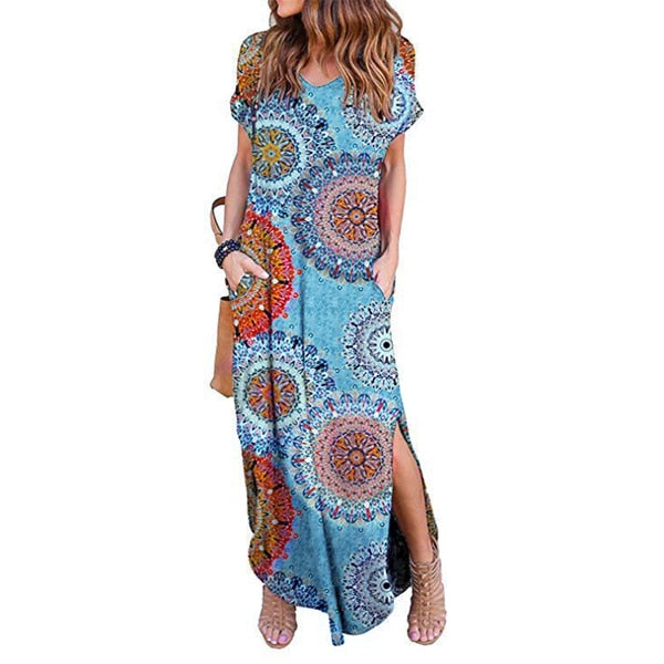 Sexy Women Dress Plus Size 5XL Summer 2020 Casual Short Sleeve Floral Maxi Dress For Women Long Dress Free Shipping Lady Dresses