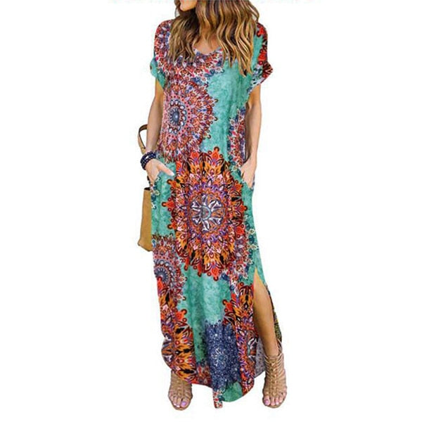 Sexy Women Dress Plus Size 5XL Summer 2020 Casual Short Sleeve Floral Maxi Dress For Women Long Dress Free Shipping Lady Dresses