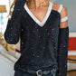 Spring Summer Women Sexy Daily Wear Cold Shoulder Sheer Mesh Lace Blouse Long SLeeve Black Shirt Casual