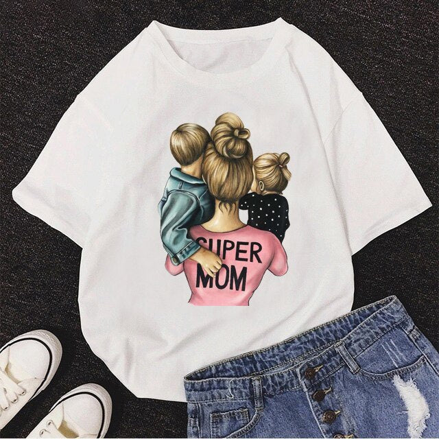 Girl Mom T shirt Women Mother's Love Print Black T-shirt Harajuku Mama TShirt Vogue Tops tee shirt Femme