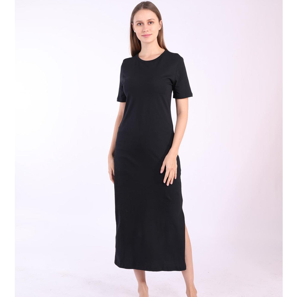 Maxi T Shirt Dress Women Summer Beach Boho Sexy Party Elegant Bodycon Vintage Cotton White Black Long Dresses Sundress Plus Size