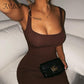 Square Neck Sleeveless Bodycon Mini Dress Basic Women Summer Black Backless Party Sexy Yellow Clubwear 2020 Dresses