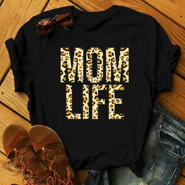 Girl Mom T shirt Women Mother's Love Print Black T-shirt Harajuku Mama TShirt Vogue Tops tee shirt Femme