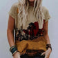 Women Summer T Shirt Vintage Valentines Day Heart Print Short Sleeve Tees Casual Flower Printed Shaped Faded Pullover Tops
