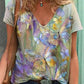 Women Summer T Shirt Vintage Valentines Day Heart Print Short Sleeve Tees Casual Flower Printed Shaped Faded Pullover Tops
