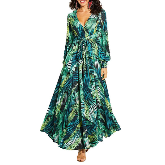 Vestido Floral Print Boho Maxi Dress Sexy Lady Bohemian Summer Long Dress Women Beach Dresses Female Robes Christmas