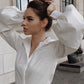 Autumn New women blouses Lantern Sleeves lapel Streetwear fashion Casual wild Loose Slim button simple Solid shirt