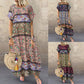 ZANZEA Fashion Summer Maxi Dress Women's Printed Sundress Casual Short Sleeve Vestidos Female High Waist Robe Femme Plus Size
