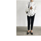 Big Lantern Sleeve Blouse Women Autumn Winter Single Breasted Stand Collar Shirts Office Work Blouse Solid Vintage Blouse Shirts