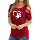 Harajuku lovely heart Tshirt Women Causal T-shirt Cotton Bear paw Tees Woman off shoulder tops Clothes Drop Shipping