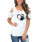 Harajuku lovely heart Tshirt Women Causal T-shirt Cotton Bear paw Tees Woman off shoulder tops Clothes Drop Shipping