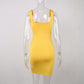 Square Neck Sleeveless Bodycon Mini Dress Basic Women Summer Black Backless Party Sexy Yellow Clubwear 2020 Dresses