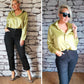 Spring Women Fashion Long Sleeves Satin Blouse Vintage Femme V Neck Street Shirts Elegant Imitation Silk Blouse