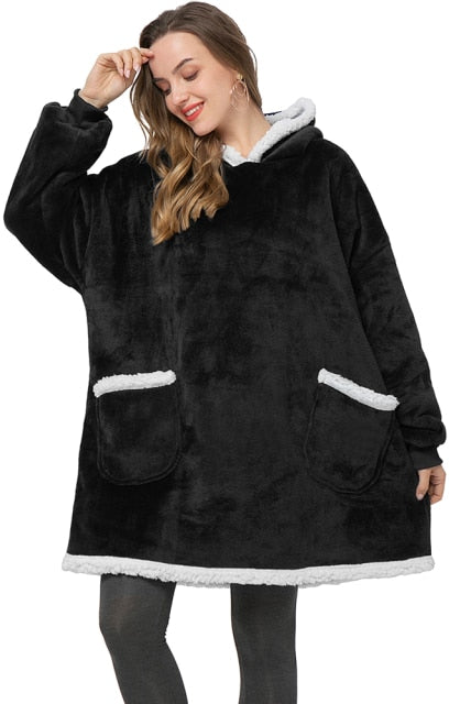 Oversized Hoodies Sweatshirt Women Winter Hoodies Fleece Giant TV Blanket With Sleeves Pullover Oversize Women Hoody Sweatshirts