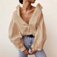 Autumn New women blouses Lantern Sleeves lapel Streetwear fashion Casual wild Loose Slim button simple Solid shirt
