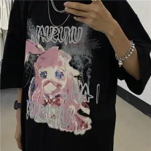 Women Casual Tshirt White Cartoon Funny Girl Printed Streetwear Female Tops Tee Short Sleeve Fashion T Shirt Hip Hop Clothes