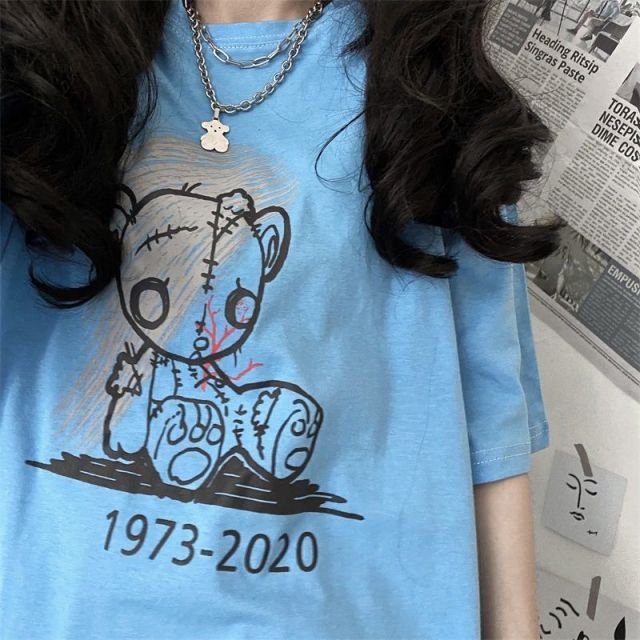 Women Casual Tshirt White Cartoon Funny Girl Printed Streetwear Female Tops Tee Short Sleeve Fashion T Shirt Hip Hop Clothes