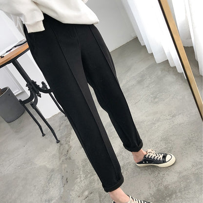 Thicken Women Pencil Pants 2021 Spring Winter Plus Size OL Style Wool Female Work Suit Pant Loose Female Trousers Capris 6648 50