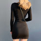 Square Neck Lace Patchwork Bodycon Black Dress Women Elegant Cotton Fashion Side Split Autumn Dress Mini Ladies Basic