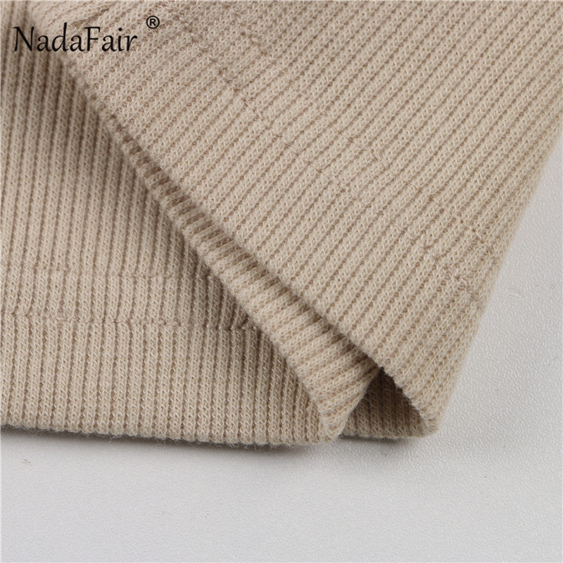 Nadafair Ribber Knitted Tops Femme O Neck Summer Basic Shirts White Black Casual Sport Vest Off Shoulder Green Women's Tank Top