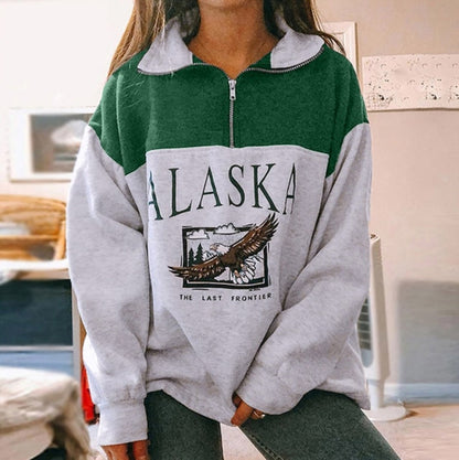 Spring Women Sweatshirts Vintage Streetwear Letter Printed Hoodies Women Back To The Basics Loose Sweatshirt with Fleece