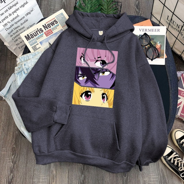 Cartoon Kawaii Korean Style Clothes For Women's Hoodies Tops Harajuku Black Fleece Hoody Clothing Spring Brown Girls Anime