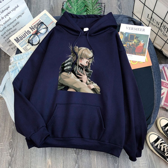 Cartoon Kawaii Korean Style Clothes For Women's Hoodies Tops Harajuku Black Fleece Hoody Clothing Spring Brown Girls Anime