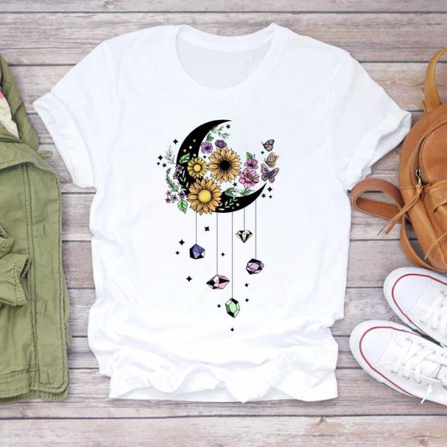 Women Summer Short Sleeve Dream Feather Fashion Print Lady T-shirts Top T Shirt Ladies Womens Graphic Female Tee T-Shirt