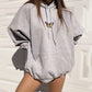 Letter Print Sweatshirt Vintage Women Hoodies Gray Cotton Warm Fleece Winter Pullovers Autumn New Casual Streetwear Girls