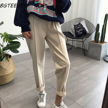 Winter Thicken Women Pencil Pants Plus Size Wool Pants Female Autumn High Waist Loose Trousers Capris Good Fabric