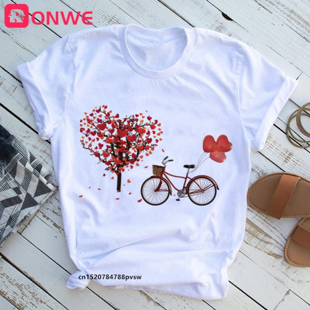 Women Bicycle Vogue Black T Shirt Girl Harajuku Korean Style Graphic Tops Kawaii Female T-shirt,Drop Ship