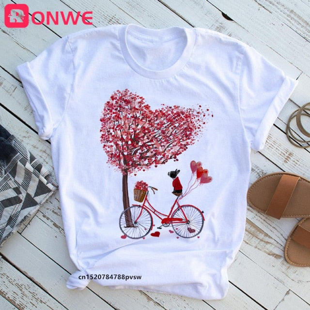 Women Bicycle Vogue Black T Shirt Girl Harajuku Korean Style Graphic Tops Kawaii Female T-shirt,Drop Ship