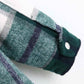 Vintage Stylish Pockets Oversized Plaid Jacket Coat Women Lapel Collar Long Sleeve Loose Outerwear Chic Tops