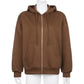 Rockmore Brown Hoodies Women'S Sweatshirts Hoodie Pocket  Jacket Harajuku Clothing Femme Autumn Hooded Zipper Top Korean