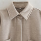 Casual Woman Camel Loose Pocket Woolen Shirt Fashion Ladies Autumn Long Sleeve Thick Blouse Coat Female Long Outwear