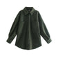 Casual Woman Camel Loose Pocket Woolen Shirt Fashion Ladies Autumn Long Sleeve Thick Blouse Coat Female Long Outwear