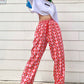 Missnight Pink Pants Heart Printed Straight Elastic High Waist Pants Drawstring Fashion Pants Streetwear Vintage 2021 Harajuku