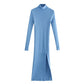 Dress Women Long Sleeves High-Neck Elastic Midi Dress Fashion Elegant Chic Lady Knit Sweater Dresses Women robe femme