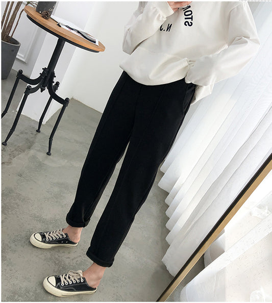 Thicken Women Pencil Pants 2021 Spring Winter Plus Size OL Style Wool Female Work Suit Pant Loose Female Trousers Capris 6648 50