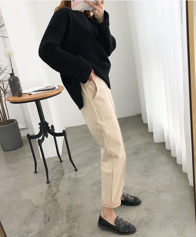 Thicken Women Pencil Pants 2021 Spring Winter Plus Size OL Style Wool Female Work Suit Pant Loose Female Trousers Capris 6648 50