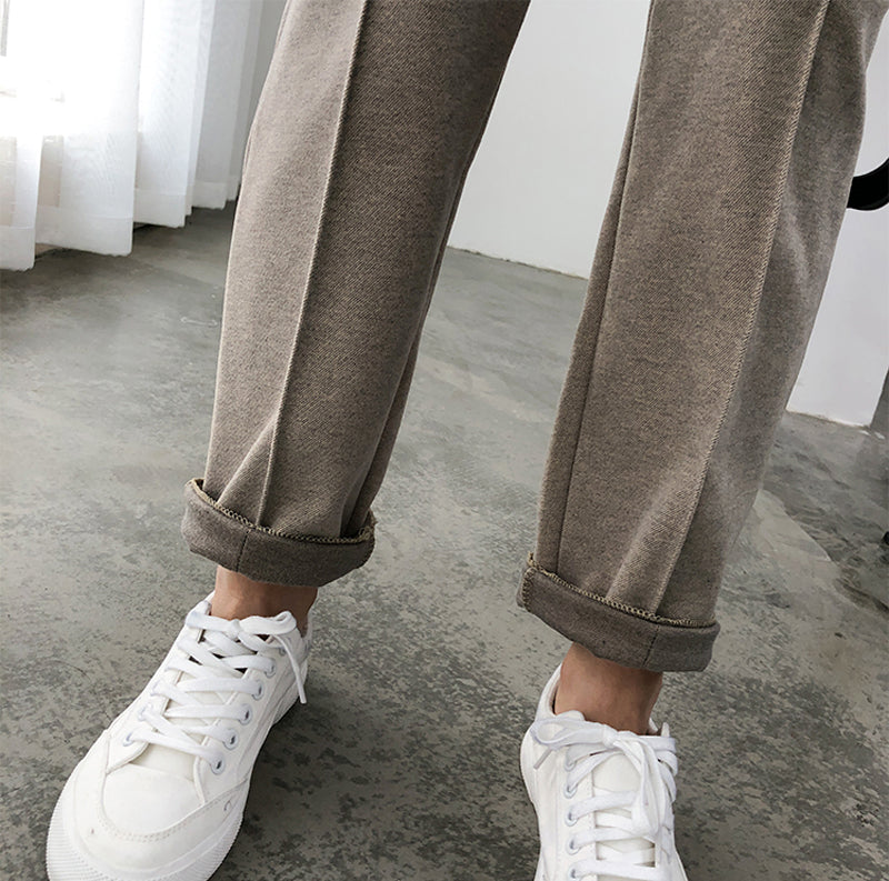 Thicken Women Pencil Pants 2021 Spring Winter Plus Size OL Style Wool Female Work Suit Pant Loose Female Trousers Capris 6648 50