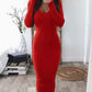 Winter Sexy Bodycon Midi Woman Dress Knitted Long Sleeve V Neck Party Elegant Robe Women's Dresses