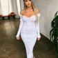 Winter Sexy Bodycon Midi Woman Dress Knitted Long Sleeve V Neck Party Elegant Robe Women's Dresses