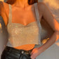 Bling Rhinestones Party Crop Top Fashion Solid Backless Straps Full Diamonds Sequins Cami Cropped Top for Women