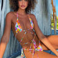 Bikini Sexy Triangle Adjust Swimwear Women Bathing Suit Hollow Out Quality Pleated Swimsuit Female Double-Sided Bikini Set