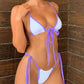 Bikini Sexy Triangle Adjust Swimwear Women Bathing Suit Hollow Out Quality Pleated Swimsuit Female Double-Sided Bikini Set