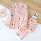 Ladies Pajamas Set 100% Gauze Cotton Cartoon Dog Printed Pyjamas Women 2Pcs Turn-down Neck Shirt+Pants Comfort Nature Sleepwear