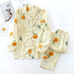 Ladies Pajamas Set 100% Gauze Cotton Cartoon Dog Printed Pyjamas Women 2Pcs Turn-down Neck Shirt+Pants Comfort Nature Sleepwear
